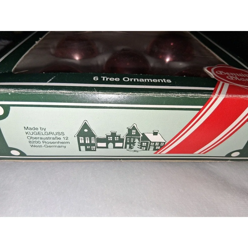 Vintage Kugelgruss West Germany Pink Glass Christmas Ornaments Set of 5 Boxed